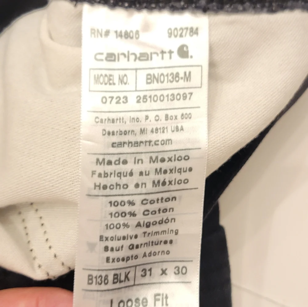 Carhartt Loose Straight Washed Duck Double-Front Jeans Black B136 Men's 30x29 - Picture 11 of 16